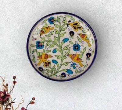 Birds Painted Blue Pottery Plate (10 Inches)-1