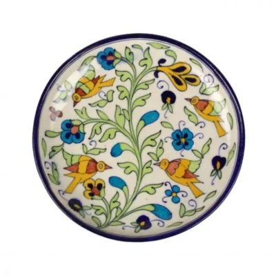 Birds Painted Blue Pottery Plate (10 Inches) -2