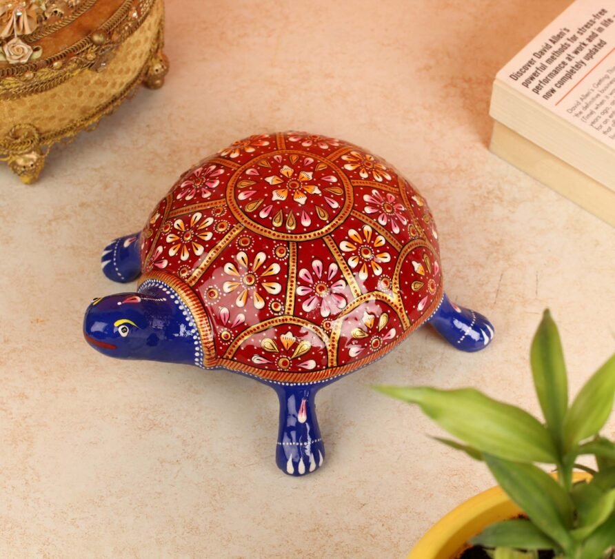 Handcrafted Metal Meenakari Tortoise Statue