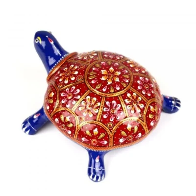 Handcrafted Metal Meenakari Tortoise Statue