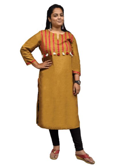 Upcycled Handcrafted Light Brown Kurti