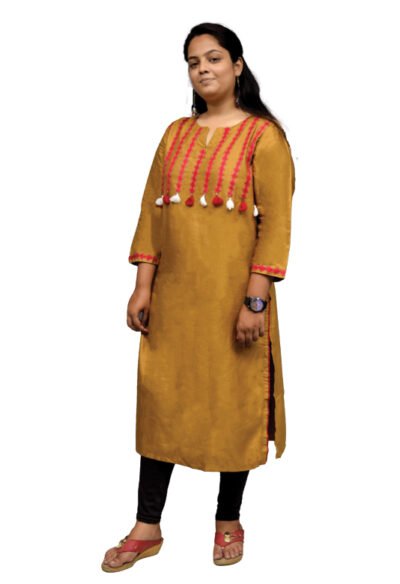 Upcycled Handcrafted Light Brown Kurti