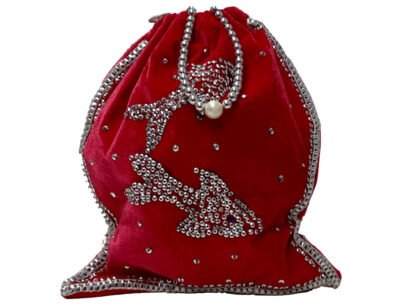 Traditional Red Potli with Silver Sequins Work