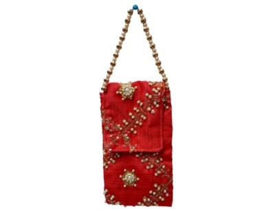 Upcycled Traditional Handmade Mobile Cover with Floral Beads