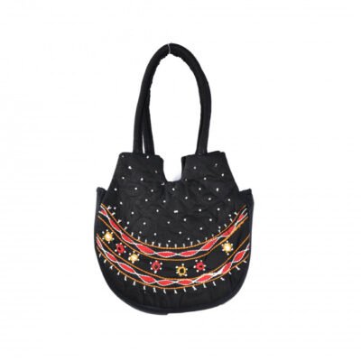 Upcycled Banjara Mini Pot Bag Black Color