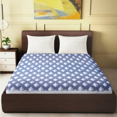 Ikkat Single Bedsheet Without Pillow Covers Grey and Off White Color