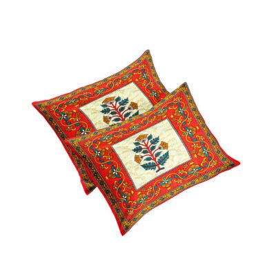 Single Square Cushion Covers White and Red Color