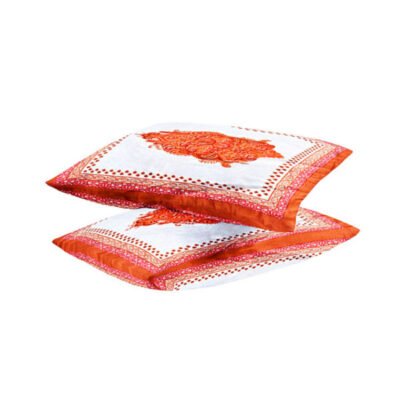 Single Square Cushion Covers Red and Cream Color