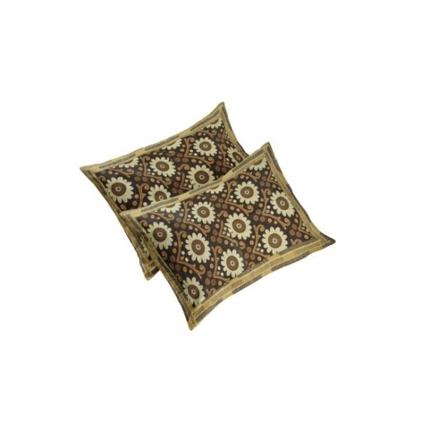 Rajasthani Traditional Jumbo Double Bedsheet with two Pillow Covers Coffee and Black Color